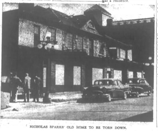 Sparks Street view of Nicholas Sparks old home on Wellington Street, Ottawa, torn down in 1954.